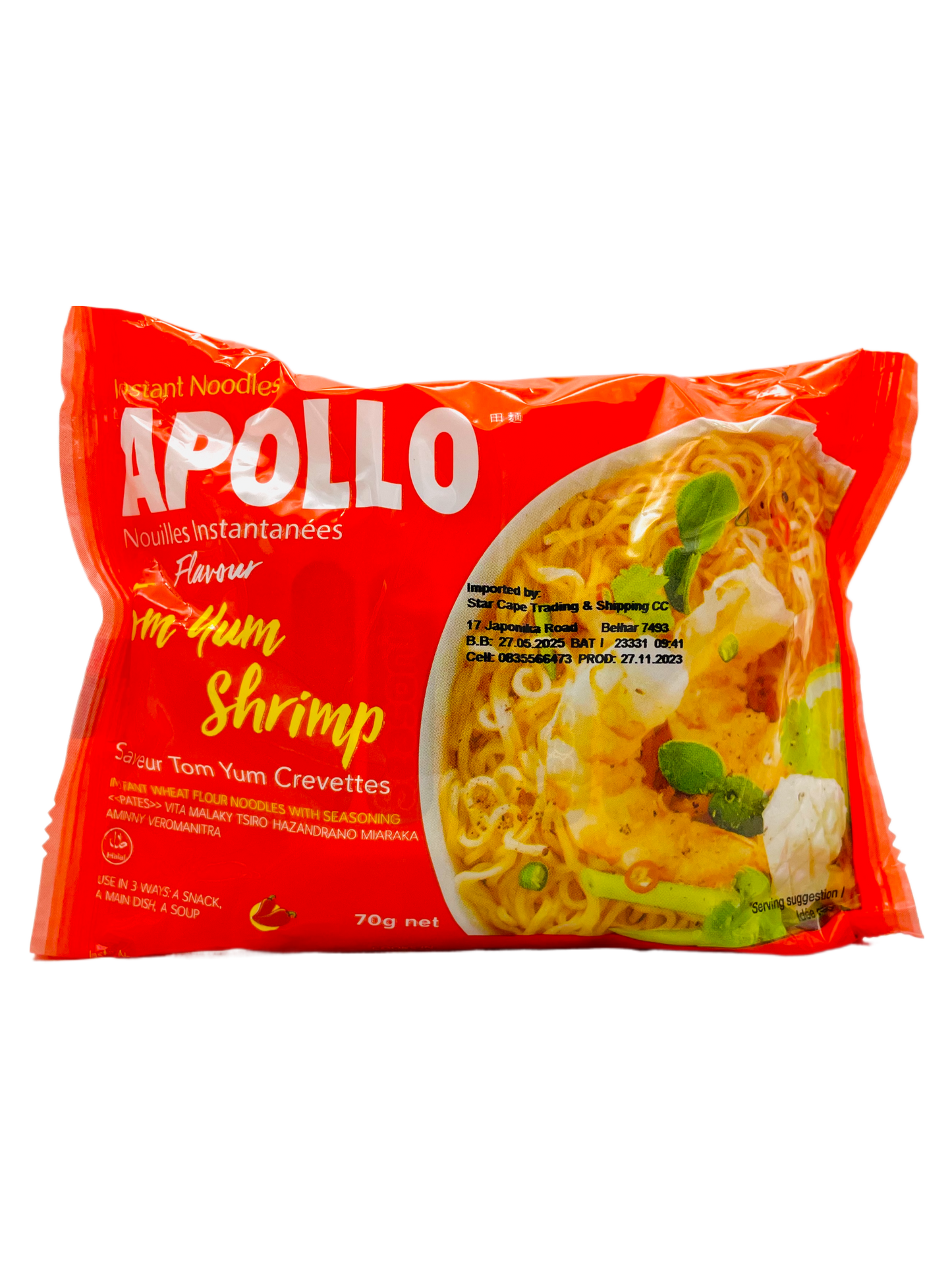 Apollo Tom Yum Shrimp Noodles 70g