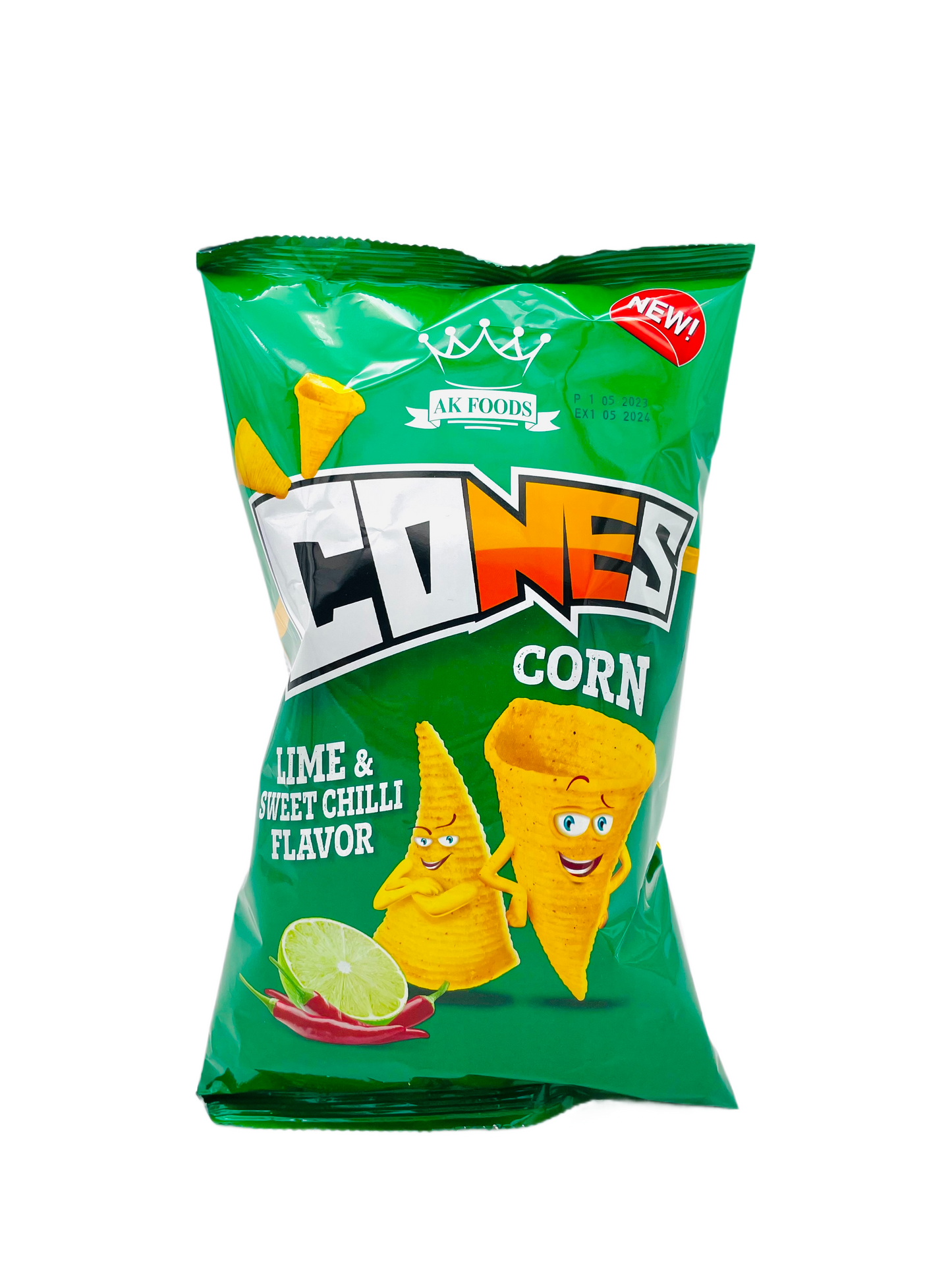 AK Foods Cones Corn Chips Lime & Sweet Chilli Flavoured 100g